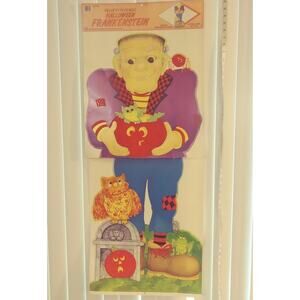 Big Frankenstein Velvety Flocked Halloween Die Cut Dragon Jack-o-Lantern Damaged